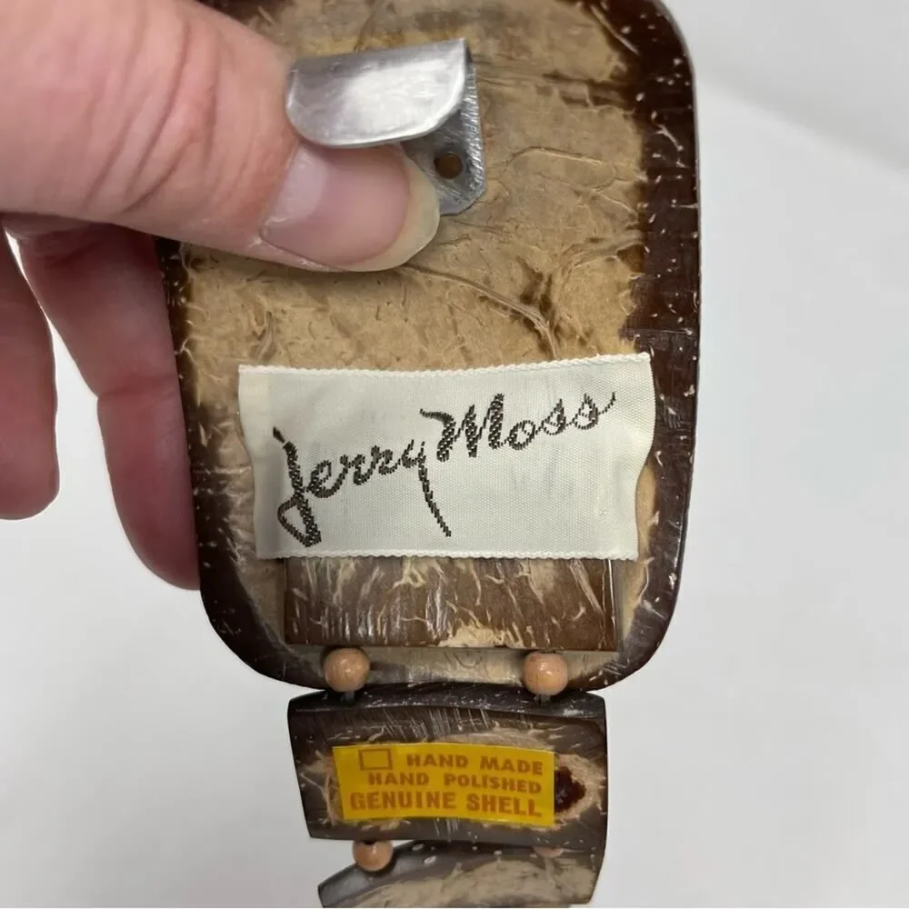 Vintage Jerry Moss Hand Carved Shell Belt Women's
